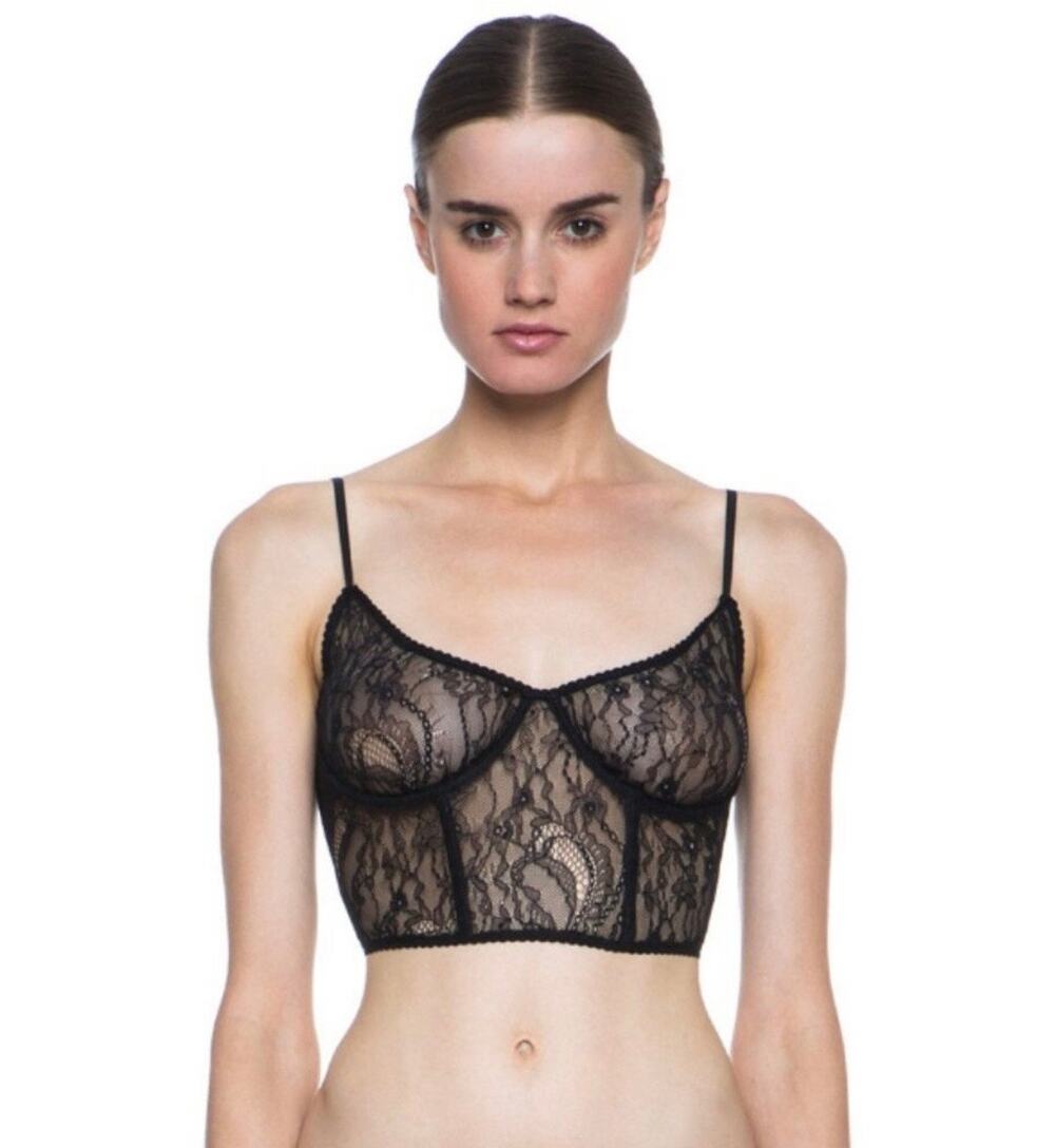 Haute Hippie Black Lace Underwire Corset Bustier Balconette Top Bralette Size XS
